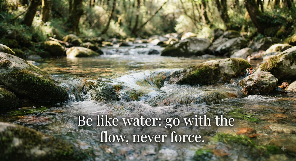 Water flowing gently without force